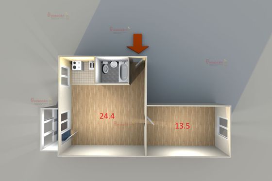 Продажа 2-комнатной квартиры 43 м², 5/5 этаж