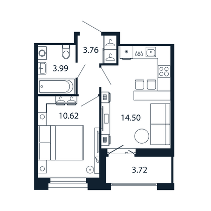 Продажа 1-комнатной квартиры 34,7 м², 11/12 этаж