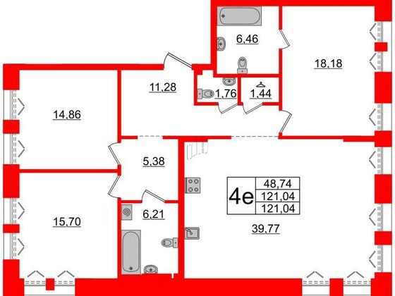 Продажа 3-комнатной квартиры 121 м², 2/8 этаж