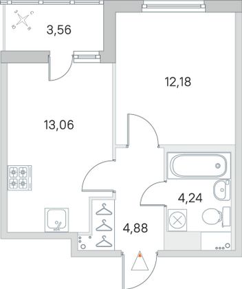 Продажа 1-комнатной квартиры 36,1 м², 3/8 этаж