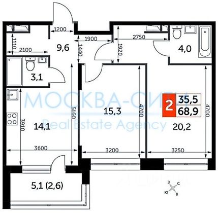 Продажа 3-комнатной квартиры 69 м², 3/8 этаж