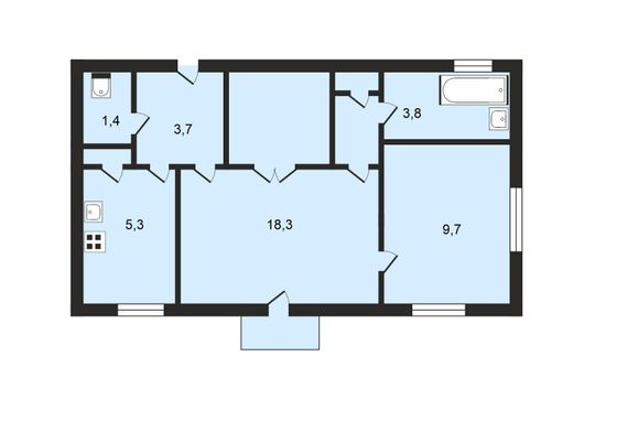Продажа 2-комнатной квартиры 44,3 м², 1/3 этаж