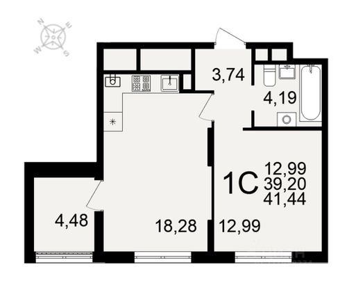 Продажа 2-комнатной квартиры 42 м², 5/26 этаж
