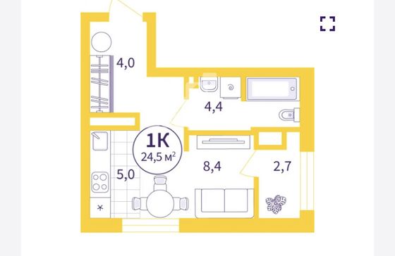 Продажа квартиры-студии 21,8 м², 6/23 этаж