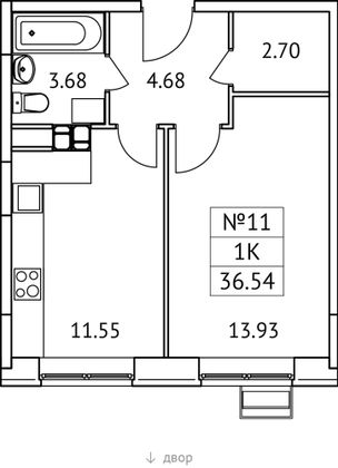 36,5 м², 1-комн. квартира, 3/17 этаж