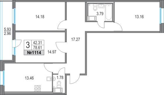 Продажа 3-комнатной квартиры 78,6 м², 18/25 этаж