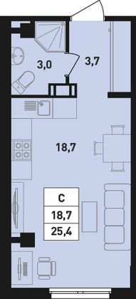 Продажа квартиры-студии 25,4 м², 3/18 этаж