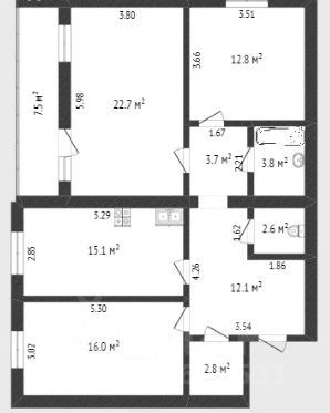 Продажа 3-комнатной квартиры 91,6 м², 2/17 этаж