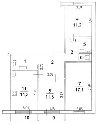 Продажа 3-комнатной квартиры 75,4 м², 3/10 этаж
