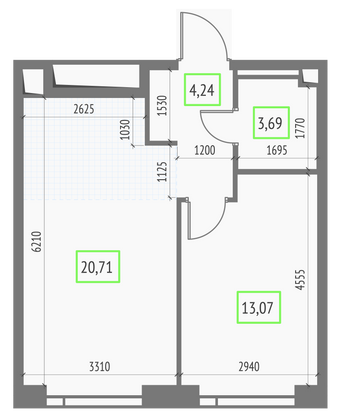 Продажа 1-комнатной квартиры 41,7 м², 16/57 этаж