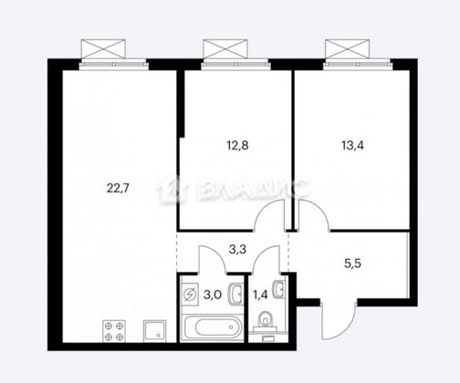 Продажа 2-комнатной квартиры 62,1 м², 24/24 этаж