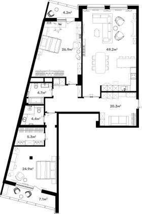 149,7 м², 3-комн. квартира, 18/20 этаж