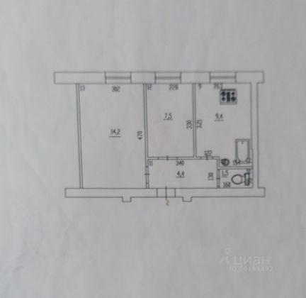 Продажа 2-комнатной квартиры 37 м², 1/2 этаж