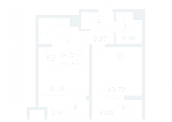 Продажа 1-комнатной квартиры 42 м², 3/12 этаж