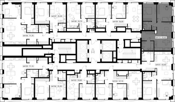 Продажа 2-комнатной квартиры 65,6 м², 41/48 этаж