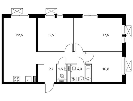 Продажа 3-комнатной квартиры 78,3 м², 4/25 этаж