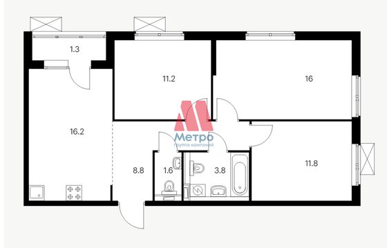 Продажа 3-комнатной квартиры 70,7 м², 6/17 этаж