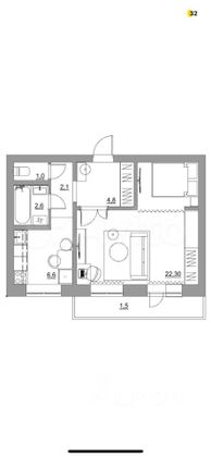 Продажа 1-комнатной квартиры 39 м², 2/5 этаж