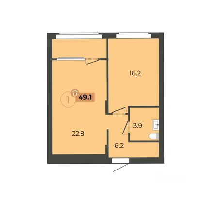 Продажа 1-комнатной квартиры 49,1 м², 13/32 этаж