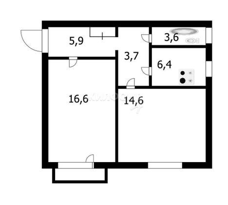 Продажа 2-комнатной квартиры 51,7 м², 2/2 этаж
