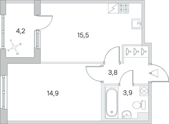 Продажа 1-комнатной квартиры 40,2 м², 1/5 этаж