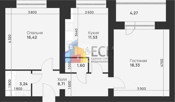 Продажа 2-комнатной квартиры 64,1 м², 4/5 этаж
