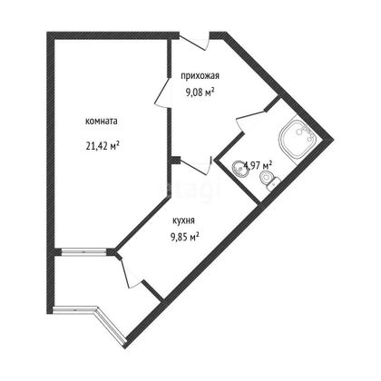 Продажа 1-комнатной квартиры 45,8 м², 5/18 этаж