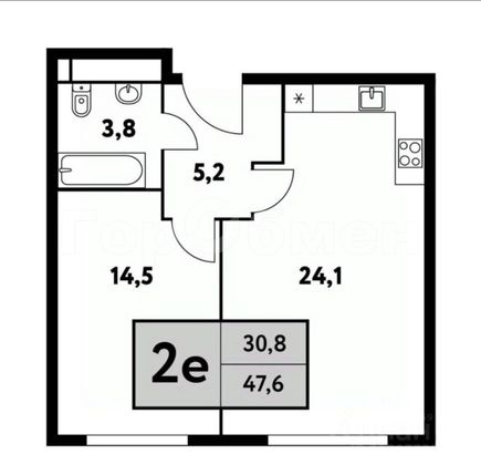 Продажа 2-комнатной квартиры 47,6 м², 10/35 этаж