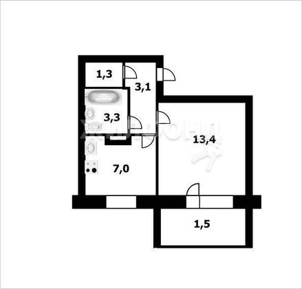 Продажа 1-комнатной квартиры 28,1 м², 5/9 этаж