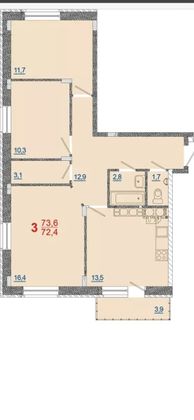 Продажа 3-комнатной квартиры 79 м², 3/5 этаж
