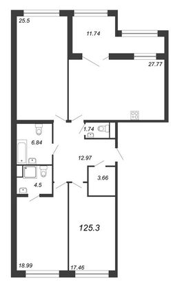 Продажа 4-комнатной квартиры 125,8 м², 6/8 этаж