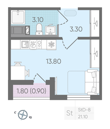 Продажа квартиры-студии 20,2 м², 3/24 этаж