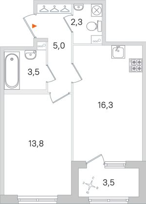 Продажа 1-комнатной квартиры 42,7 м², 1/4 этаж