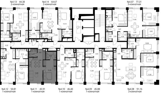 Продажа 1-комнатной квартиры 45,9 м², 4/10 этаж