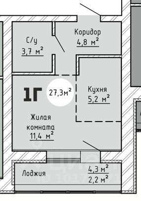 Продажа квартиры-студии 27 м², 5/8 этаж