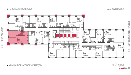 Продажа 2-комнатной квартиры 64,1 м², 7/52 этаж