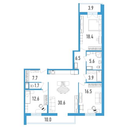Продажа 3-комнатной квартиры 110,5 м², 6/18 этаж