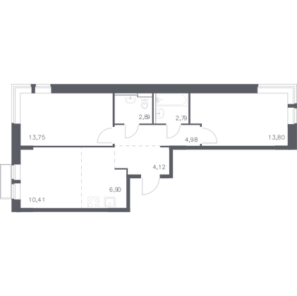 31,8 м², 2-комн. квартира, 1/14 этаж