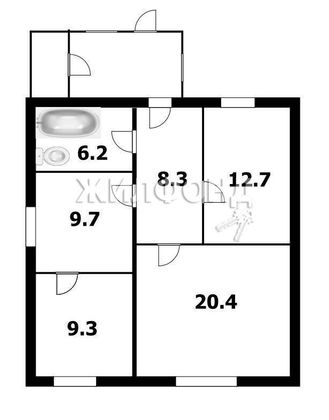 Продажа 3-комнатной квартиры 66,6 м², 1/1 этаж