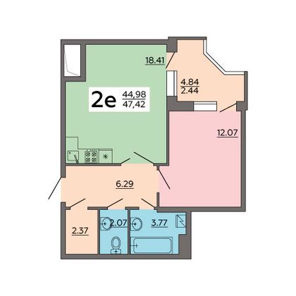 Продажа 2-комнатной квартиры 47,4 м², 11/18 этаж