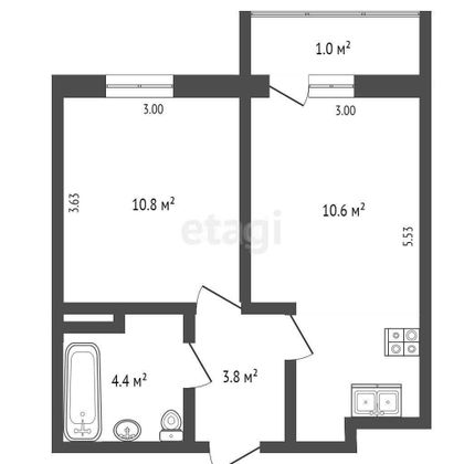 Продажа 1-комнатной квартиры 34,5 м², 10/16 этаж