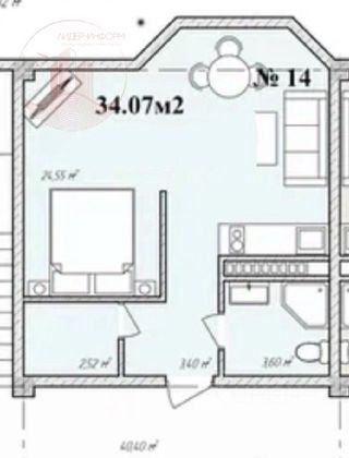 Продажа квартиры-студии 34,1 м², 2/3 этаж