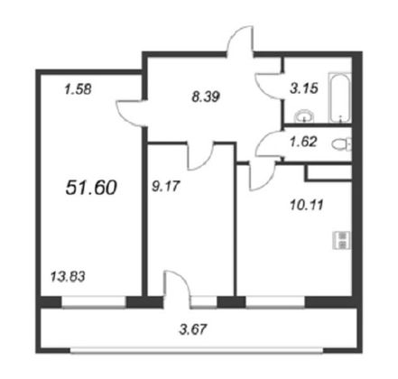 Продажа 2-комнатной квартиры 48,7 м², 16/23 этаж