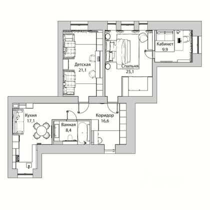 Продажа 3-комнатной квартиры 96,2 м², 3/8 этаж