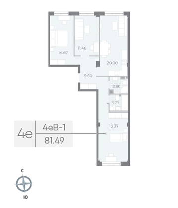 Продажа 3-комнатной квартиры 81,5 м², 3/8 этаж