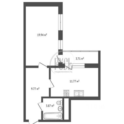 Продажа квартиры со свободной планировкой 47,2 м², 16/25 этаж