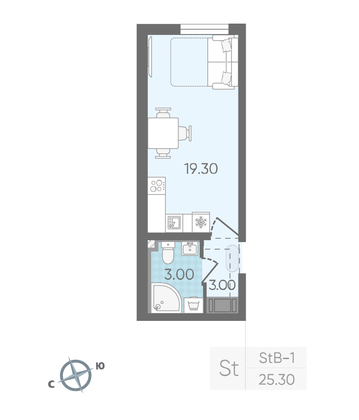Продажа квартиры-студии 25,3 м², 25/25 этаж