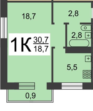 Продажа 1-комнатной квартиры 31 м², 4/5 этаж