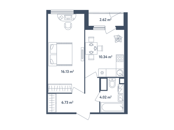 38,5 м², 1-комн. квартира, 1/4 этаж