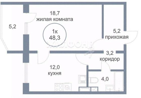 Продажа 1-комнатной квартиры 48,3 м², 6/16 этаж